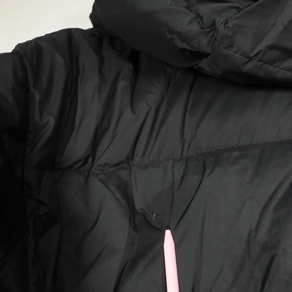 Damaged Quince Women's XL Responsible Down Long Puffer Jacket Hooded Black $200